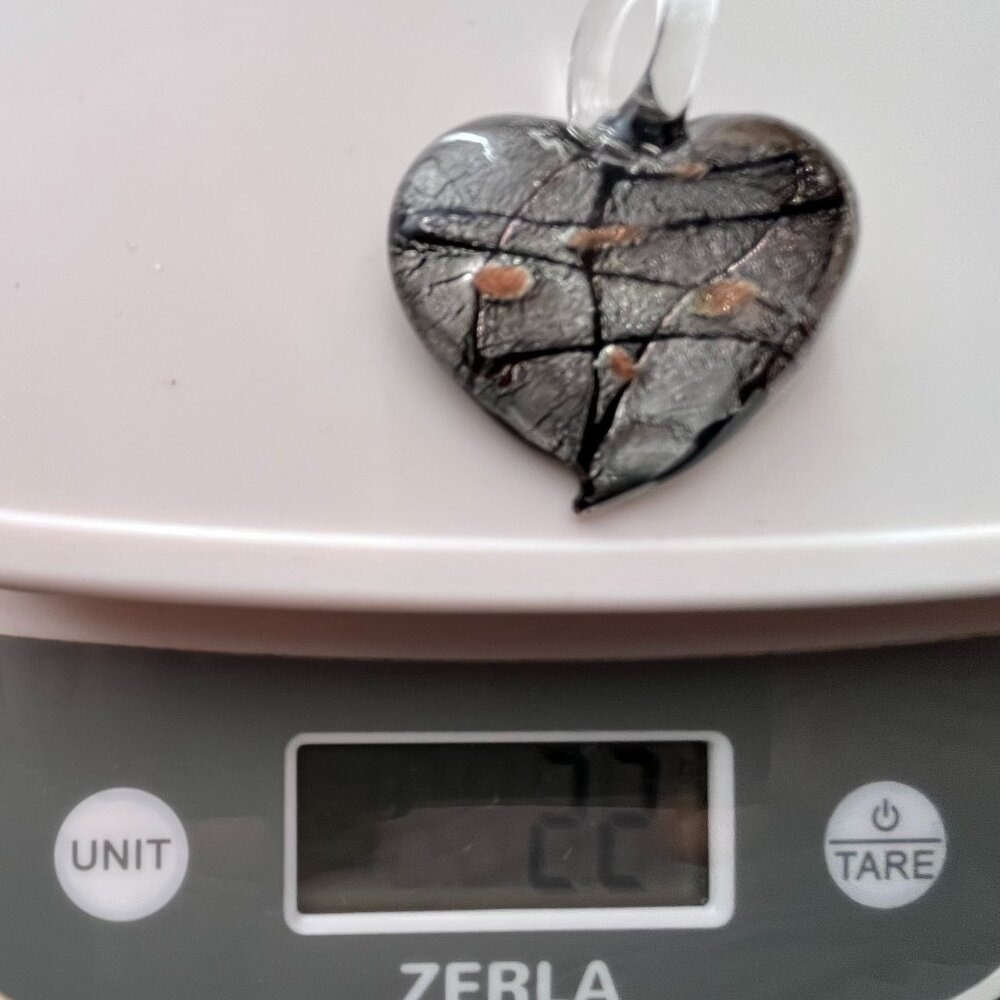 3D Heart Lampwork & Dichroic Glass Pendant - Picture 6 of 7